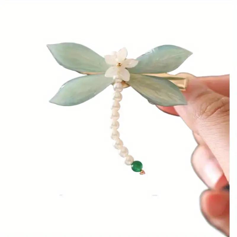 

Стрекоза Боковая заколка Имитация жемчуга Заколка для волос Китайский ханьфу Аксессуар для волос Винтажная боковая заколка Изысканный и элегантный аксессуар