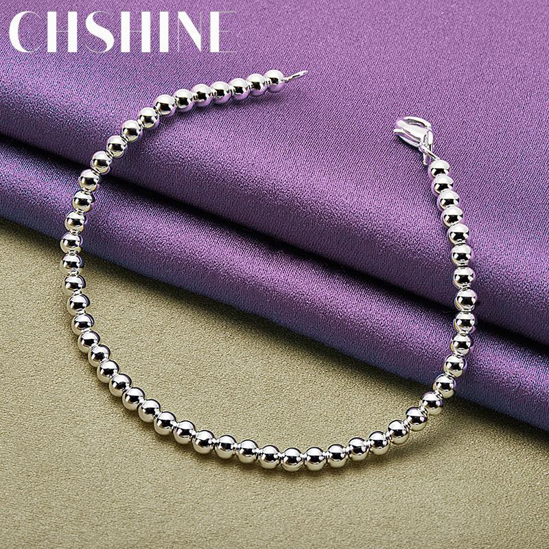 CHSHINE 925 Sterling Silver 4mm Beaded Chain Bracelet For Women Party Hot Sale Fashion Charm Jewelry