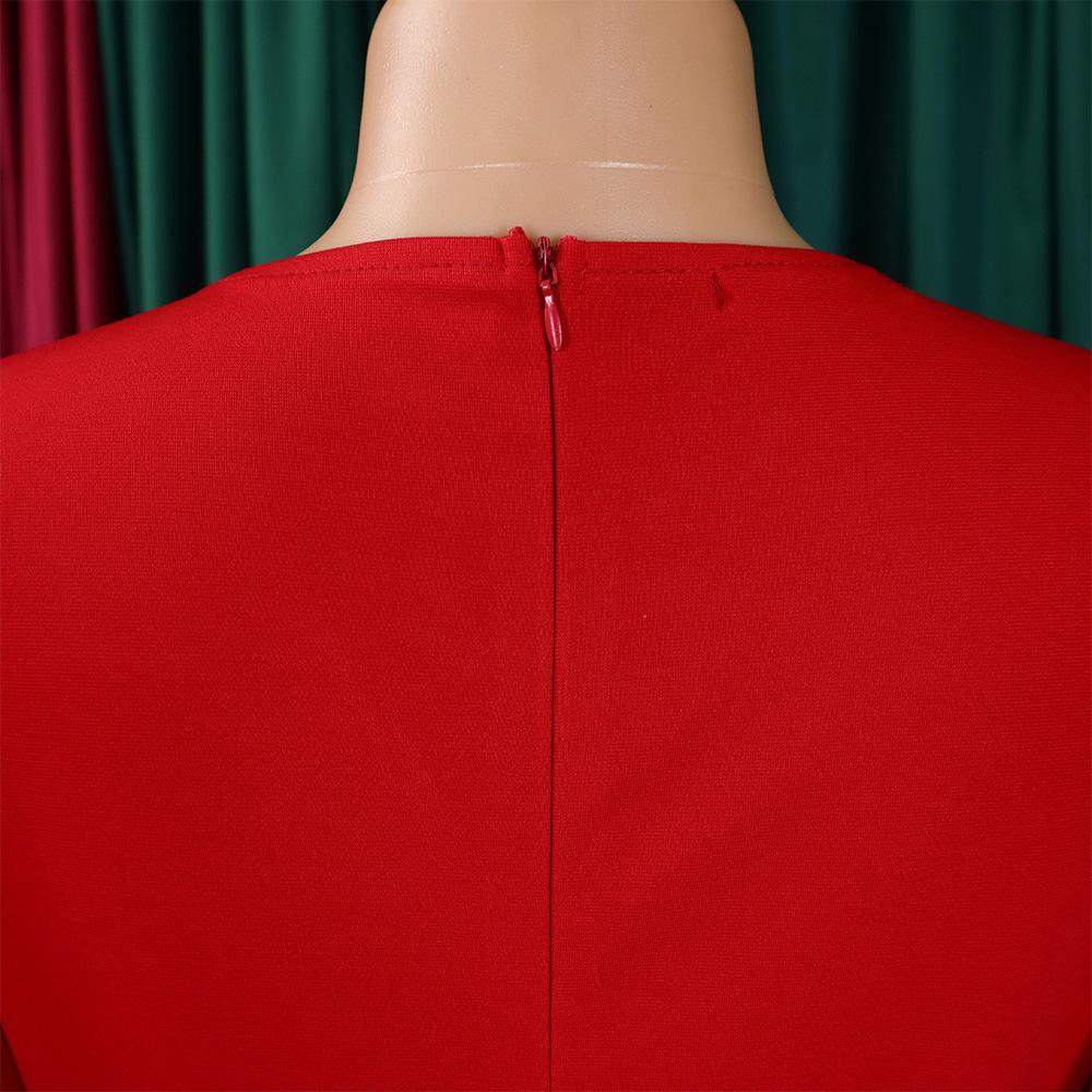 IHUASU Women's Summer Short Sleeve V-Neck Bubble Sleeve V-neck Bag Hip Professional OL Temperament Tong Le High Waist Dress