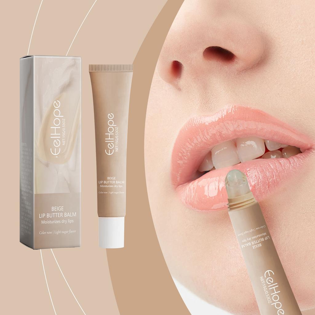 Moisturizing Beige Lip Balm Perfect for Dry Autumn and Winter Seasons. It Prevents Dry Skin and Protects Lips