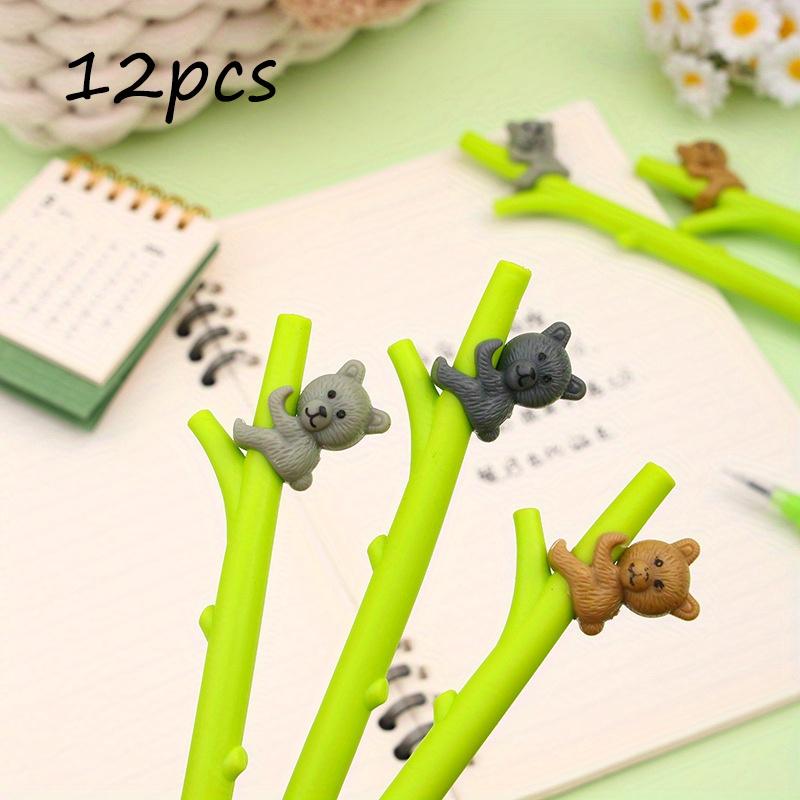 12Pcs Little Bear Climbing Tree Gel Pen 0.5mm Gel Ink Pen Black Pen Student Kawaii Office Supplies Neutral Pen Stationery
