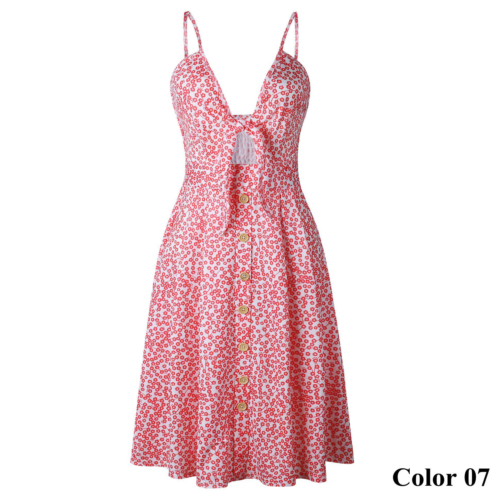 

Летнее женское сексуальное пляжное платье без рукавов с v-образным вырезом на бретельках и бантом в винтажном стиле L