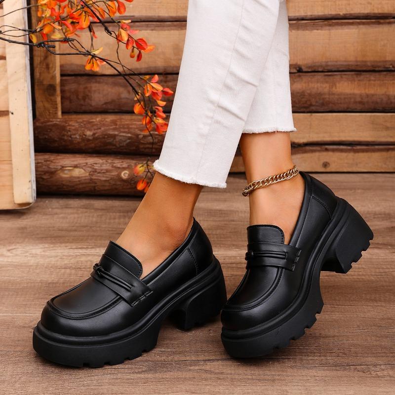 

Мода 2025 Горячая Распродажа Женские Туфли на Высоком Каблуке Классика Круглый Носок Средний Каблук Слипоны Платформа Лодочки для Моды Повседневной Офисной и Карьерной Обуви Лоферы 40