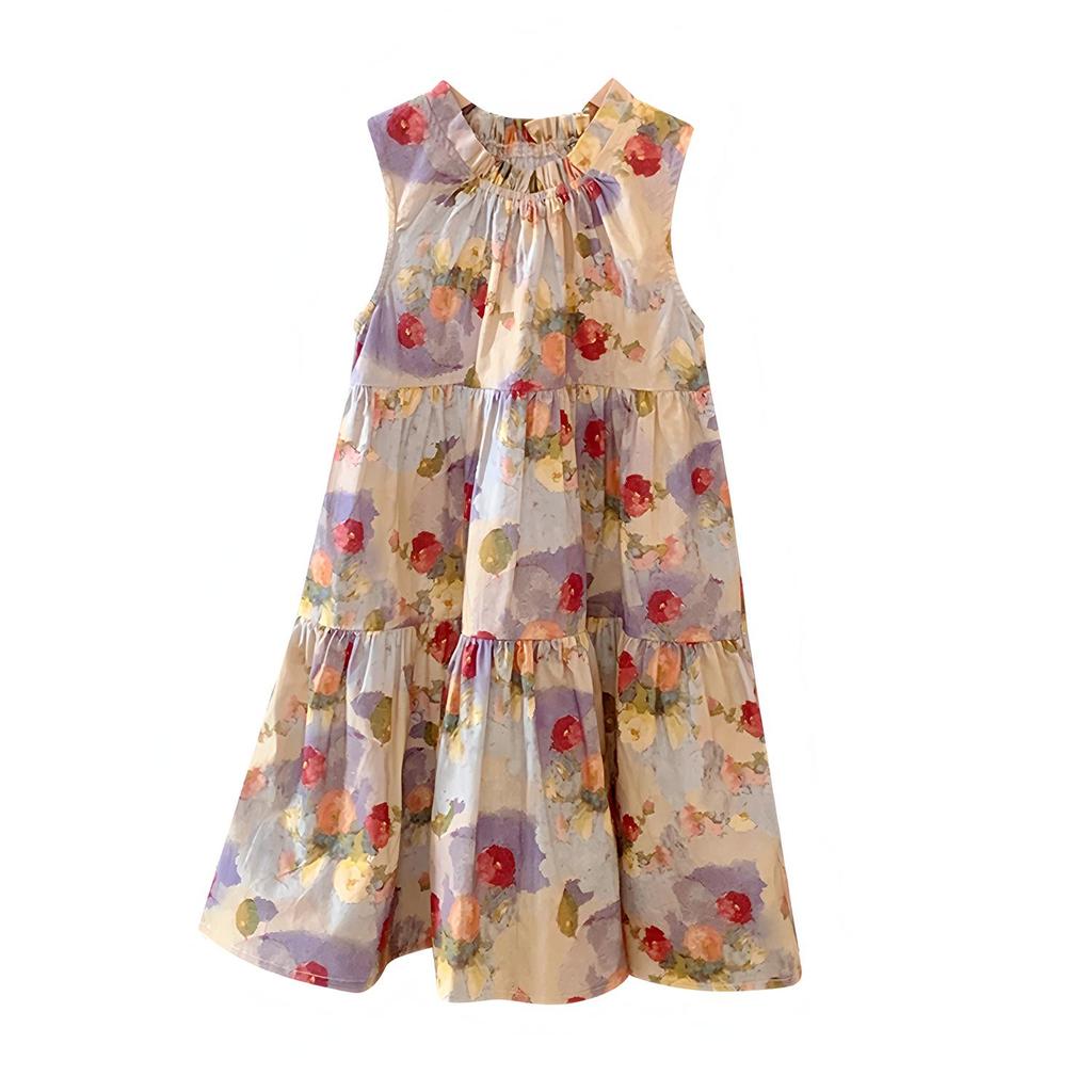 Vintage Oil Painting Pinafore Dress for Girls - 2026 Summer Collection