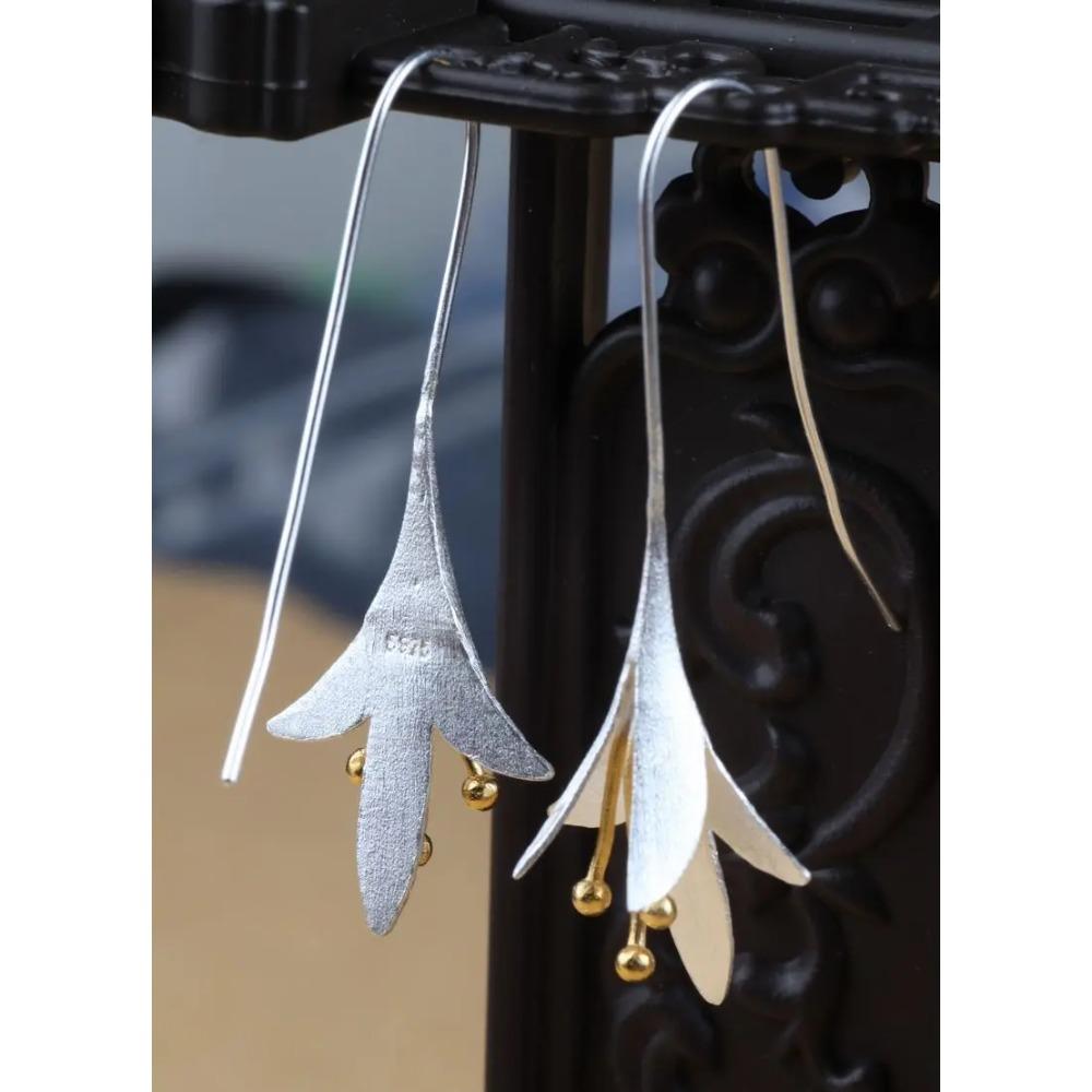REETI 925 Silver Flowers Long Earrings Elegant Lady Fashion Jewelry Allergy Free Women Earings