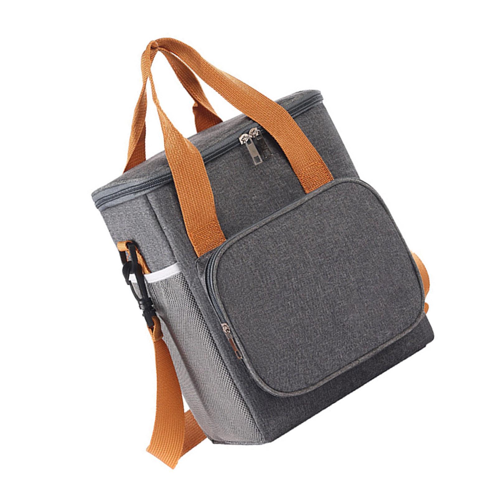 

Изолированная сумка для ланча, контейнер для еды, герметичная термосумка с множеством карманов и съемным ремешком для пикников на работе серый