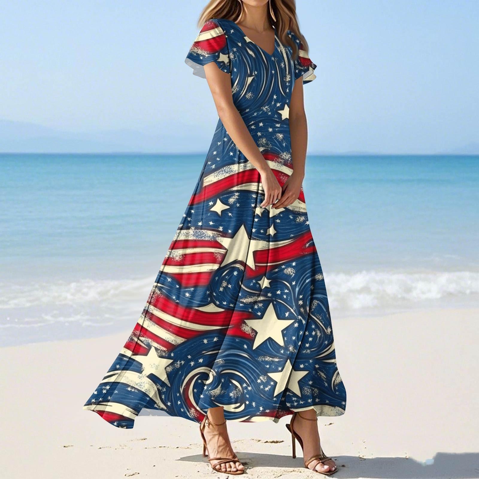 

Женские летние повседневные модные платья с принтом и короткими рукавами и V-образным вырезом M