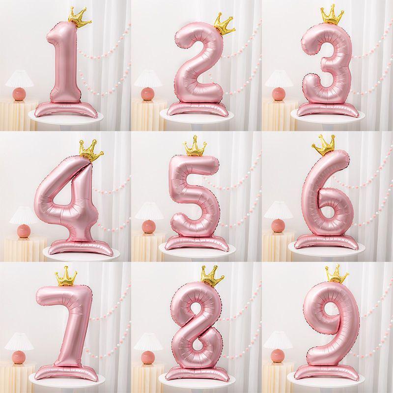 Gradient Color Crown Number Balloon Pillar, 32-40 Inch, First Birthday Party Decoration