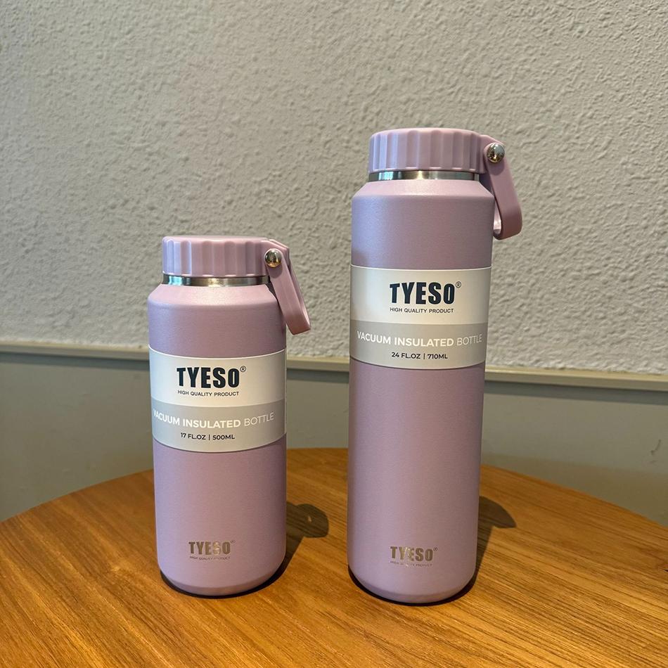 TYESO Vacuum Insulated Bottle Outdoor Sports Thermal Kettle Portable Handle 304 Stainless Steel Hot and Cold Drinking Water Cup