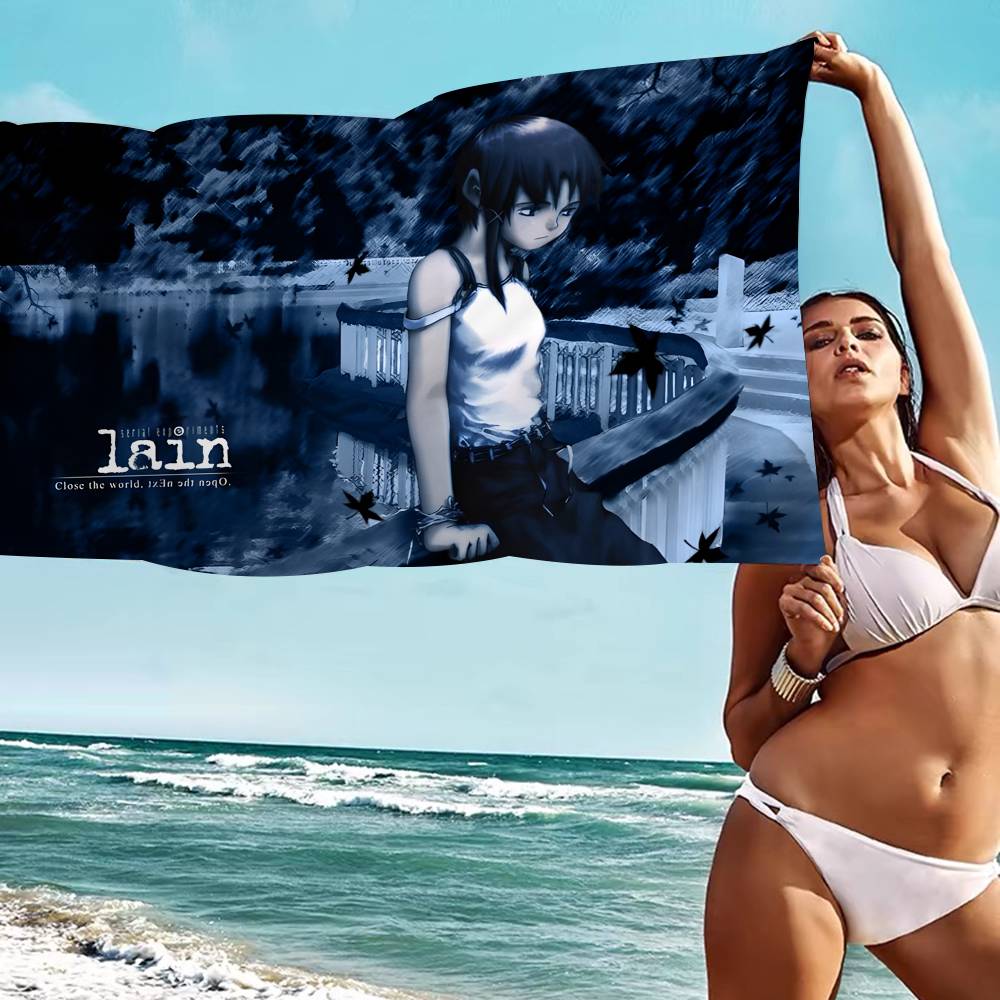 Serial Experiments Lain Anime Microfiber Beach Towel Absorbent Quick Dry Soft Yoga Swimming Resort Mountain Climbing Towel