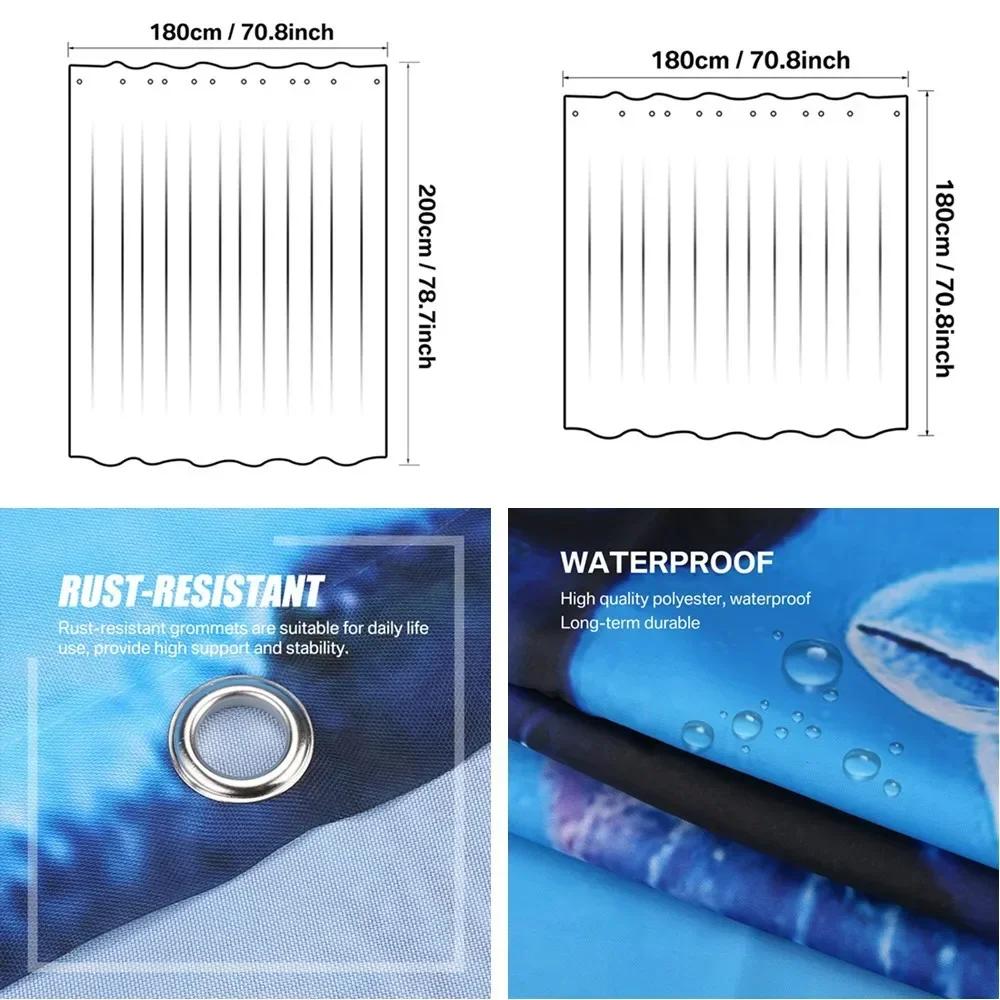 Ocean Underwater World Shower Curtains Set Dolphin Animal Cheerful Marine Life Scenery Polyester Fabric for Kids Bathroom Decor