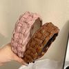 PROLY New Fashion Hairband For Women Wide Side PU Leather Headband Handmade Braided Turban Girls Vintage Hair Accessories