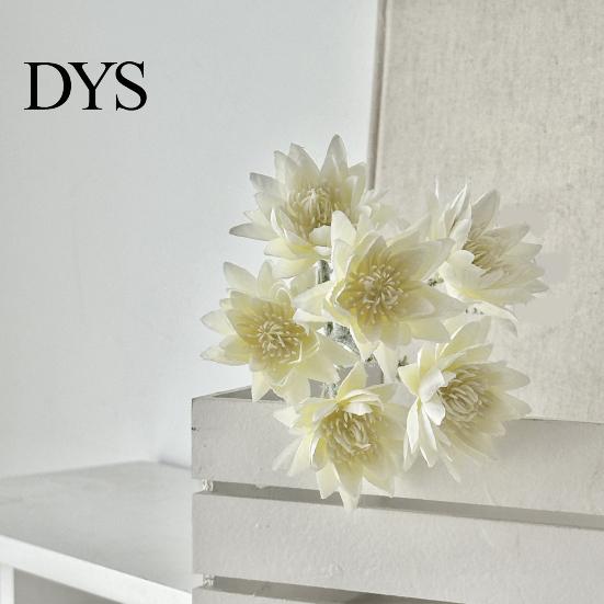 Decorative Fake Flowers Simulated Snow Lotus Artificial Flower Realistic Faux Silk Bouquet with 6 Indoor Full Blooms for Vase Floral Arrangement