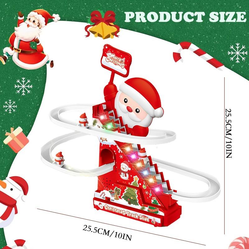 Kids Christma Toy Stair Climbing Track Car Santa Claus Toy Set Slide Track with Music Light Party Favors New Year Gifts