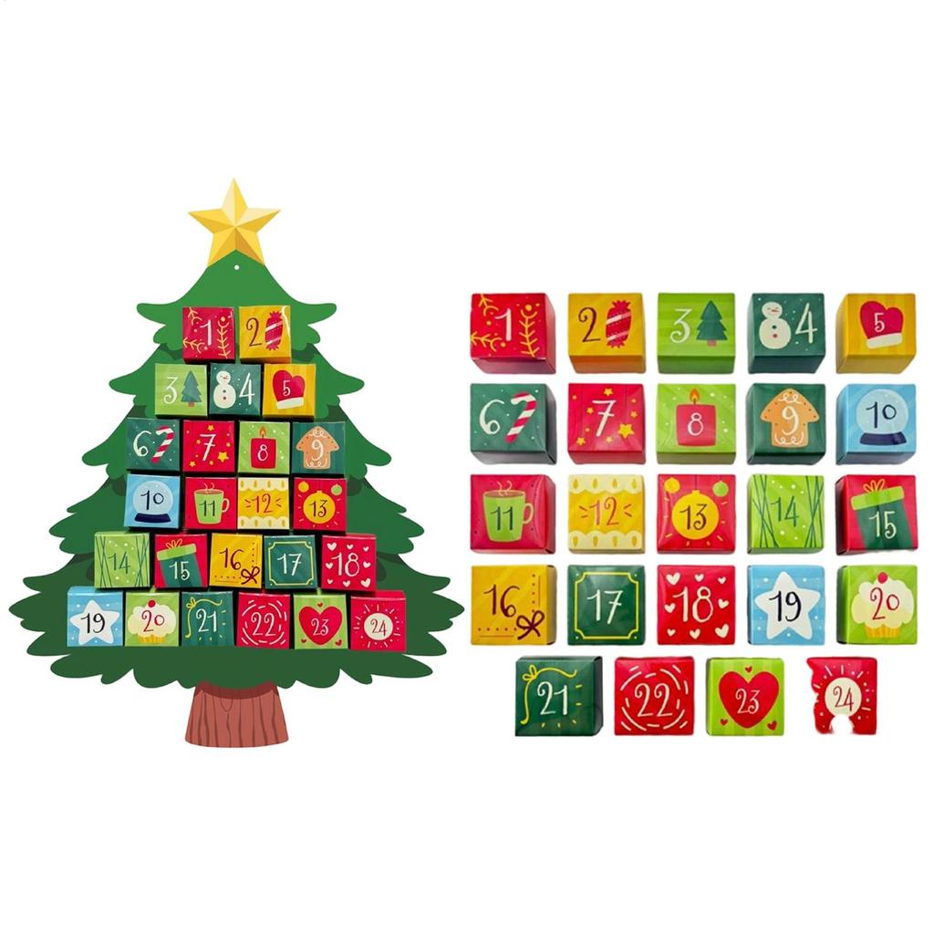 Christmas Advent Calendar DIY 24 Days Countdown Ornament Parent-child Interactive Winter Holiday Party Decor Handmade Gift Box