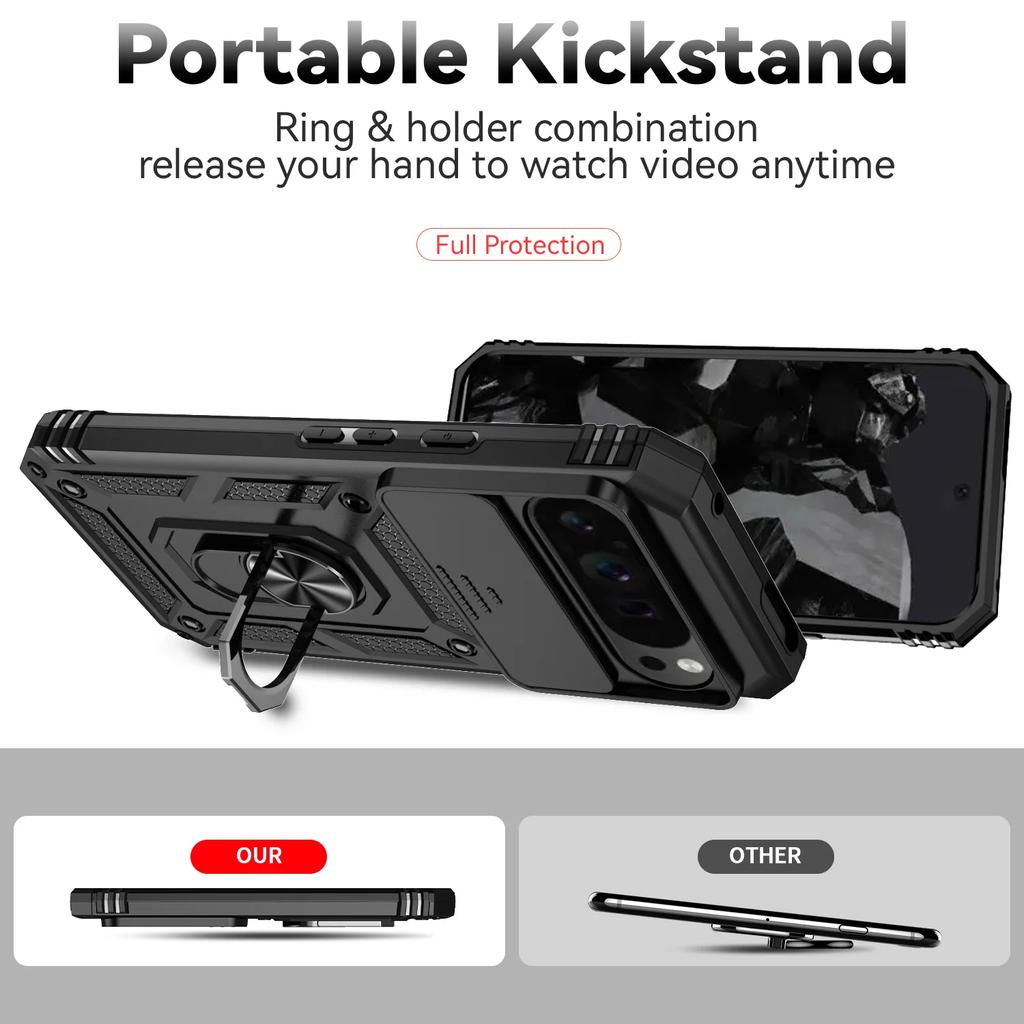Shockproof Armor Phone Case For Google Pixel 7 7A 8 8A 9 9A10 XL Pro Ring Car Magnetic Stand Kickstand Protective Cover