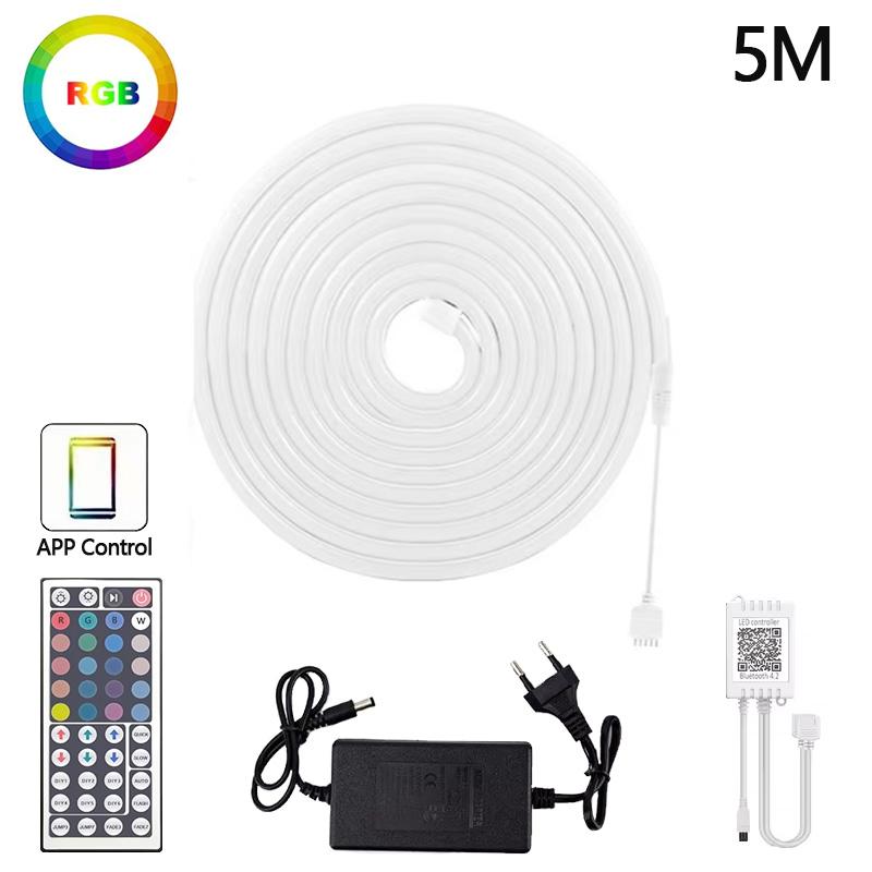 

Светодиодная лента RGB Neon Bluetooth 12 В SMD 3535 с пультом дистанционного управления, светодиодная лента с вилкой EU для домашнего декора, атмосферные огни