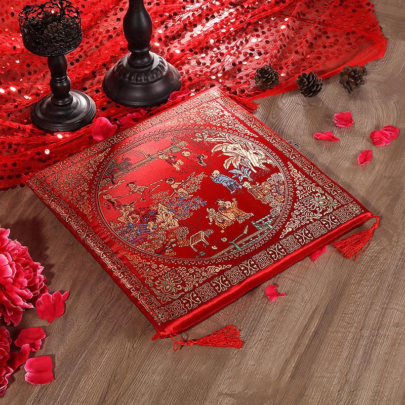 Chinese Style Seat Cushion Red Valentine's Day Wedding Blessing Kneel Cushion Square Bay Window Sofa Back Pillows Home Decor