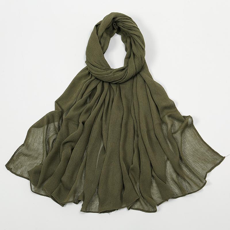 Crinkle Muslim Women Hijab Wrinkle Rayon Headscarf Solid Color Women's Turban Plain Viscose Cotton Musulman Femme Shawl Ramanda
