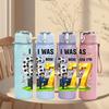 1PC I Was 67 Birthday Kid Art Print 750ml Color Plastic Sports Water Bottle Leakproof Flip Straw Lid Suitable for Sports Office Home Use