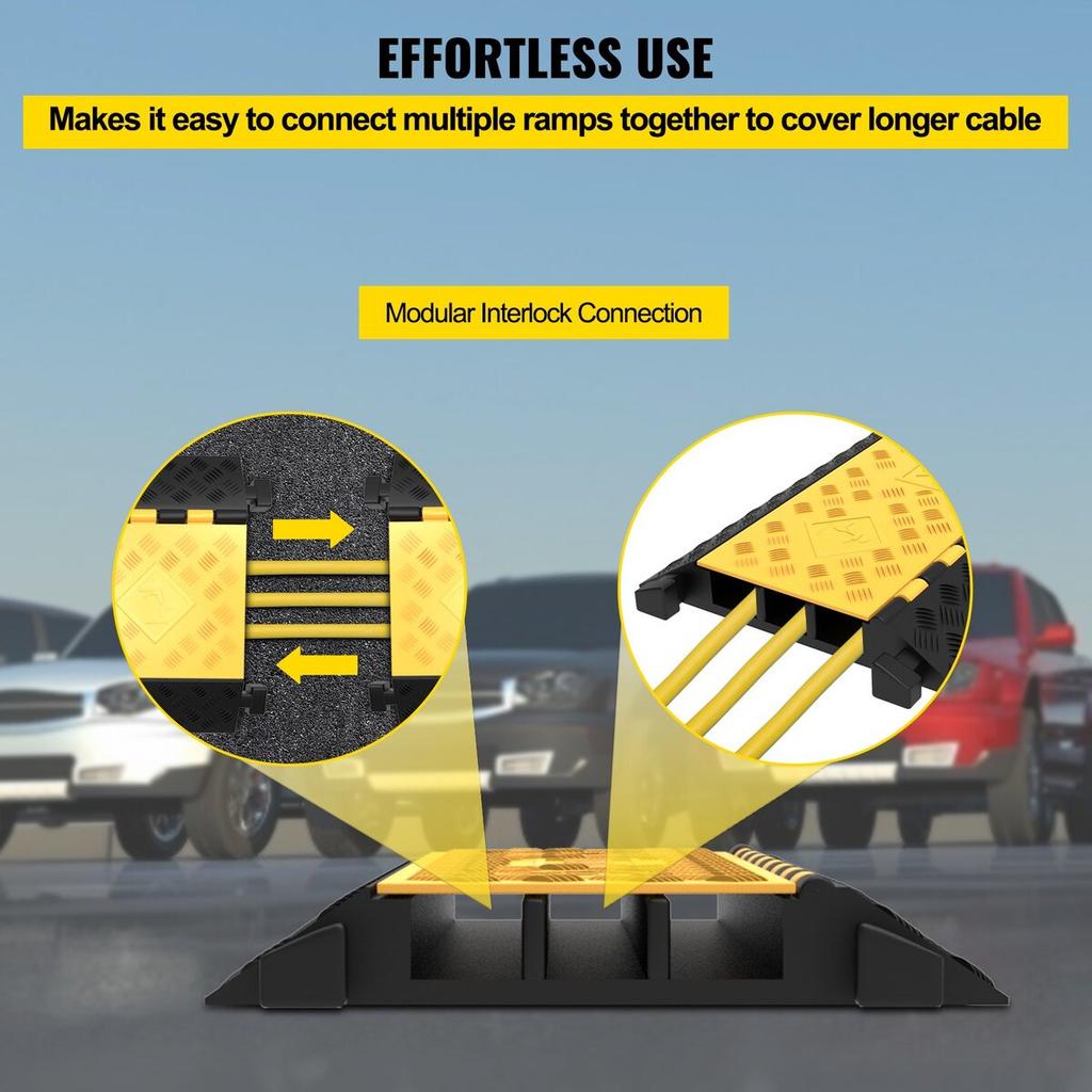 3 Channel Rubber Cable Protector Ramp Heavy Duty Cable Wire Cord Cover Ramp Speed Bump Driveway Hose Cable Ramp Protective Cover