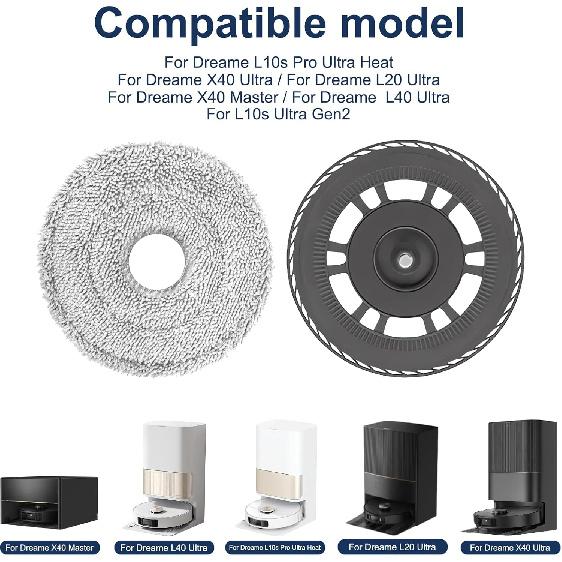 Mop Cloths With Replacement Holder, Wiping Plates For Dreame L10s Pro Ultra Heat/X40 Ultra/L20 Ultra / X40 Master / L40 Ultra Robot Vacuum Cleaner