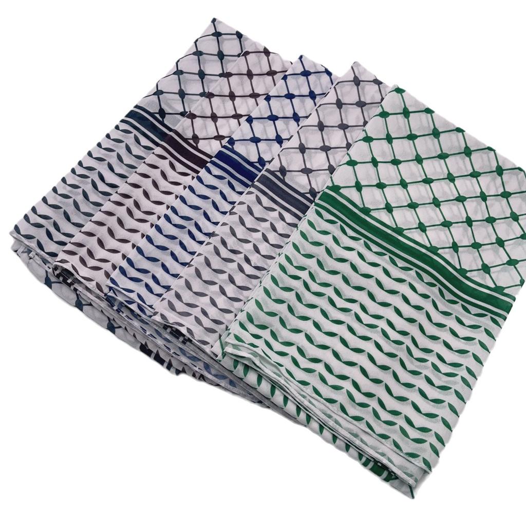 Keffiyeh Hijab Print Chiffon Scarf Sunscreen Dust Scarf Headscarf