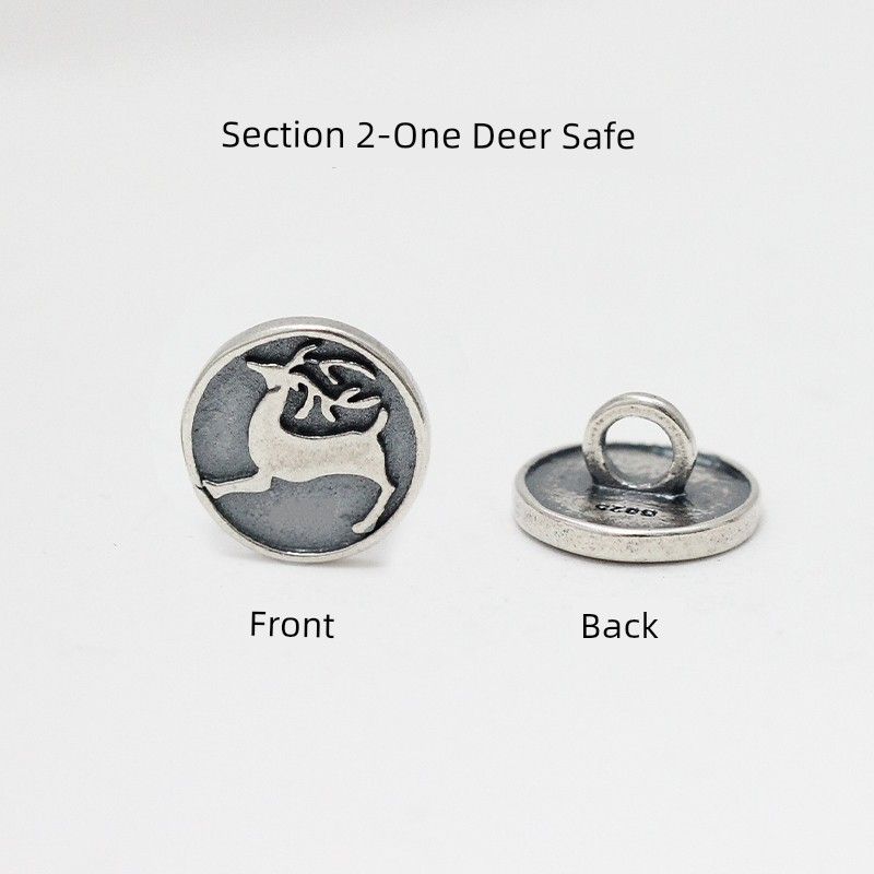 

S925 Silver Antique Finish Button Lucky Button Carrying Strap End Buckle Silver Accessories Beaded Handicraft DIY Material Section 2-One Deer Safe(1/Y)