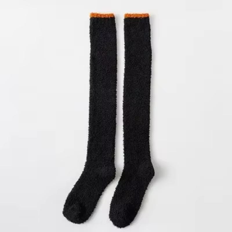 Over-knee High Socks Winter Warm Coral Fleece for Women Plush Home Sleep Floor Long Socking Jk Solid Soft Thigh High Fun Sock