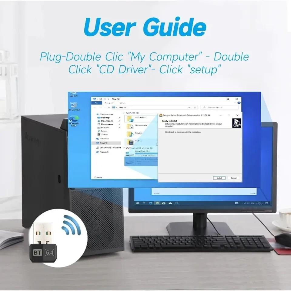 USB Bluetooth 5.4 Dongle Adapter for PC Speaker Wireless Mouse Keyboard Music Audio Receiver Transmitter Bluetooth Adaptador