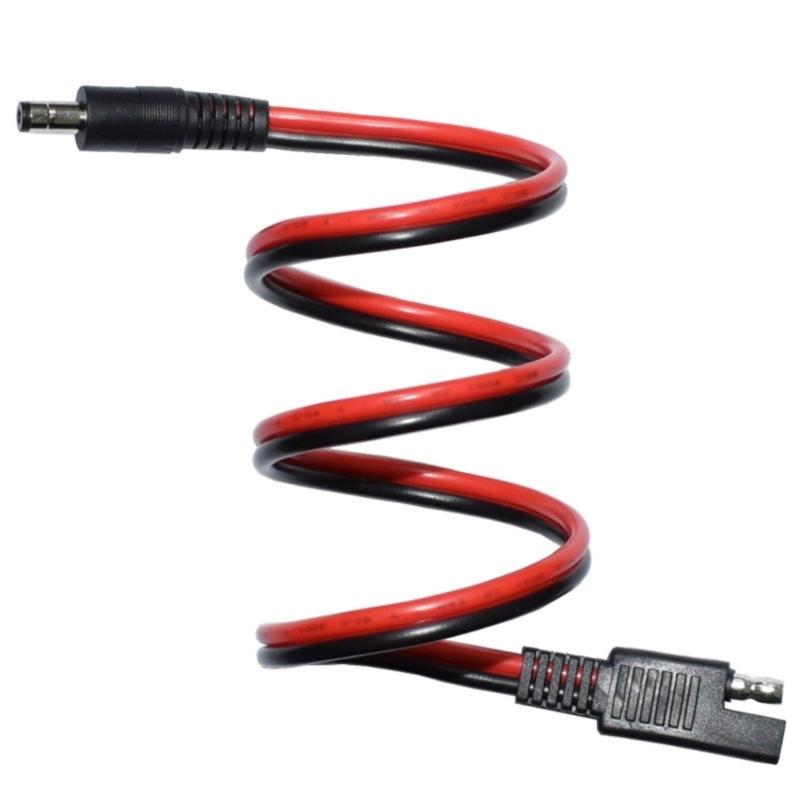 Flexible 60cm SAE 2Pin to DC5.5mmx2.1mm Power Adapter Cable for Efficient Charging in Motorcycles and Portable Devices