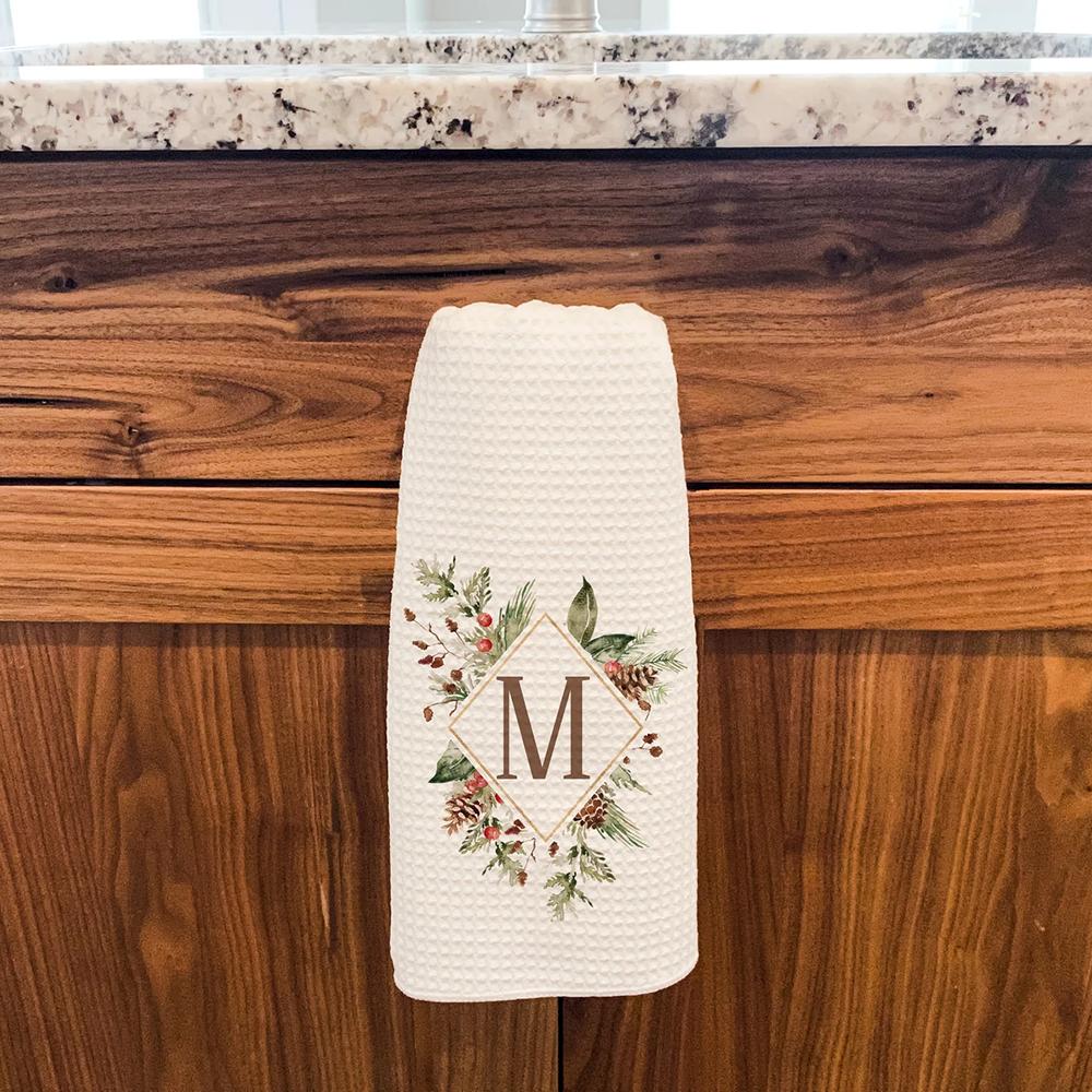 Custom Christmas Frame Kitchen Waffle Tea Towel Hand Towel Hostess Housewarming Gift Farmhouse Winter Table Decor Christmas Gift