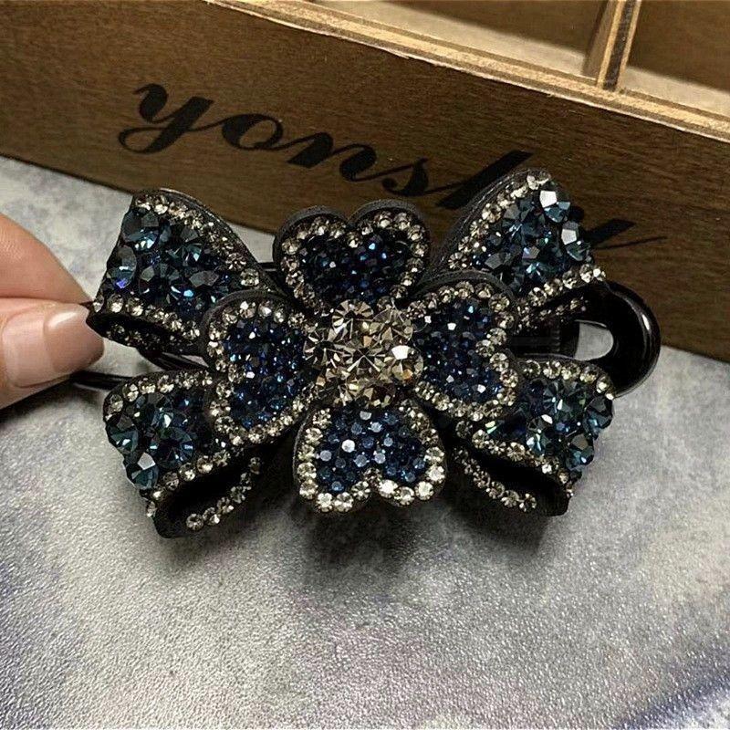 Elegant Bow Flower Petal Duck Clip: Stylish Three-Prong Hair Accessory for Buns and More