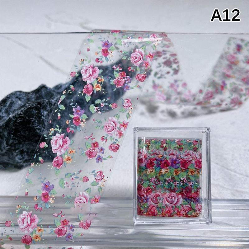1Pcs 100cm Flower Rose Nail Transfer Foils Sticker Paper Floral Stickers Nails Wraps Tulip Nail Art Stickers Decal Nail Art