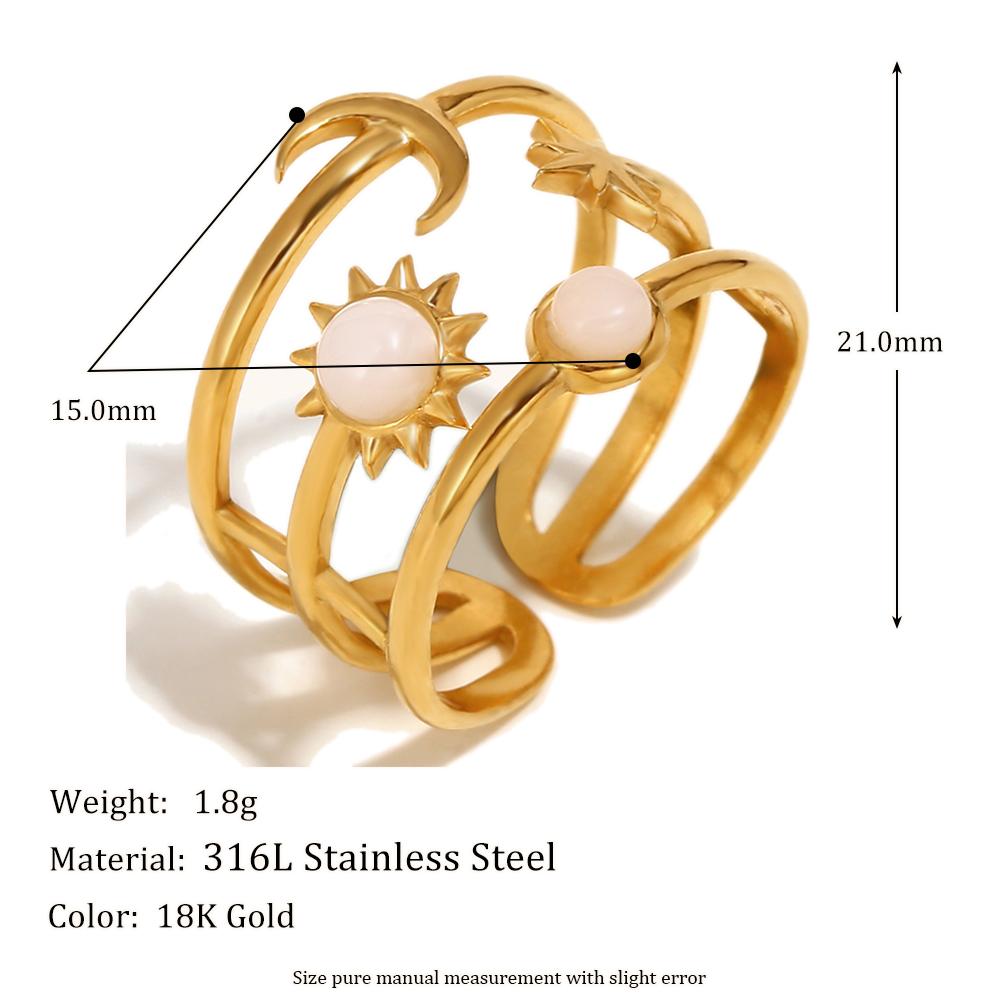

MamacitaSlay New Design Sun Moon Star Hollow Out Open Ring Party Waterproof Jewelry Unisex Unique Cool Gift High Quality Jewelry resizable золотий