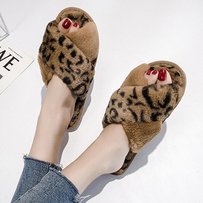 leopard print open toe slippers