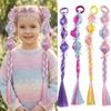 2PCS Colorful Children's Wig Braids Handmade Colorful Braided Hair Ties Wig Ponytail Cosplay Use