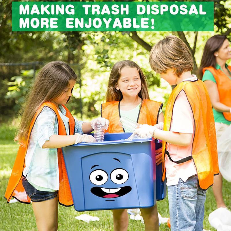 Cartoon Face Trash Can Stickers Self-Adhesive Waterproof Pvc Glossy Finish For Wall, Toilet, Refrigerator Indoor Outdoor