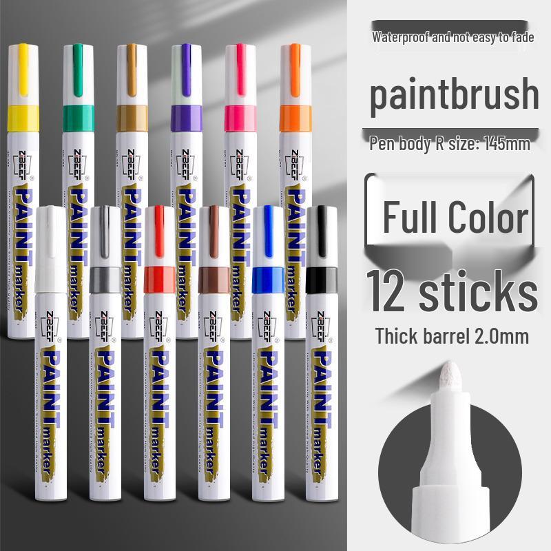 Industrial Colorfast Paint Marker Pen for Tire & Car Touch-Up, White/Black/Gold