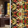 Colorful Retro Floral & Bird Static Cling Window Film - No Glue, Removable