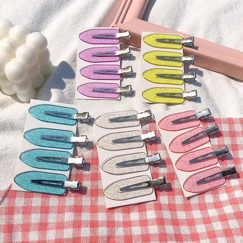 Clips Side Bangs Barrette Colorful Makeup Washing Face Accessories Women Girls Styling Hairpins 4pcs Set Bend Seamless Hairpins