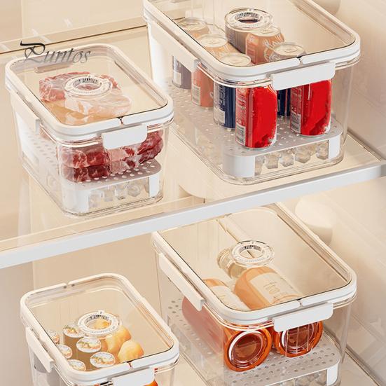 2300/5500ML Airtight Crisper Box with Time Recording Disk Reusable Food Storage Container Fruits Vegetables Loaf Keeper Box for Kitchen Counter