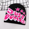 Knitted Hat Retro With Letter And Star Embroidery Design For Hip Hop Look Street