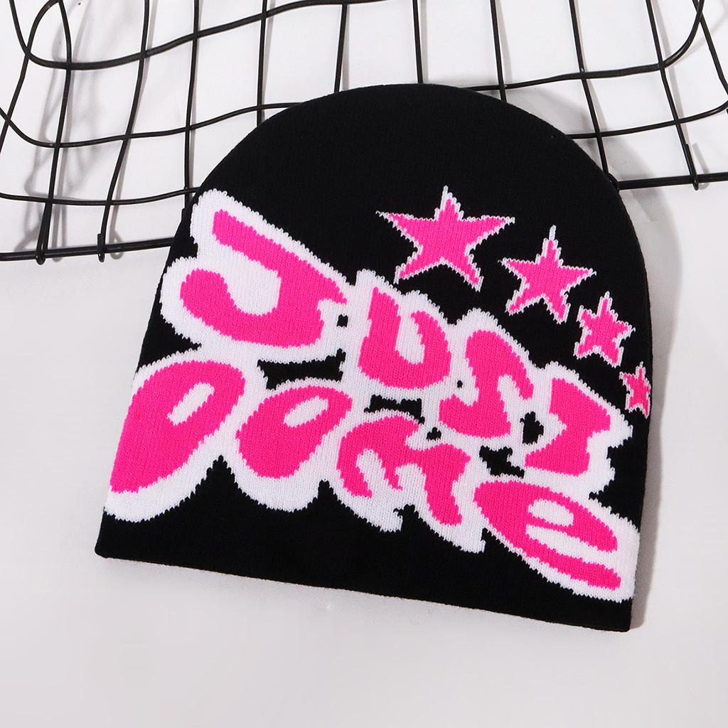 Knitted Hat Retro With Letter And Star Embroidery Design For Hip Hop Look Street