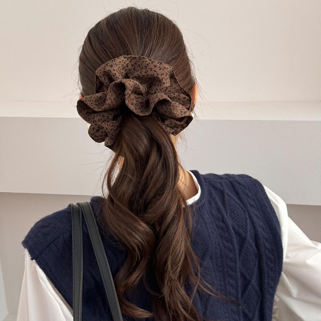 High-end Leopard Print Large Intestine Hair Tie, Retro Large Ponytail Hair Tie, Hair Accessory Ring