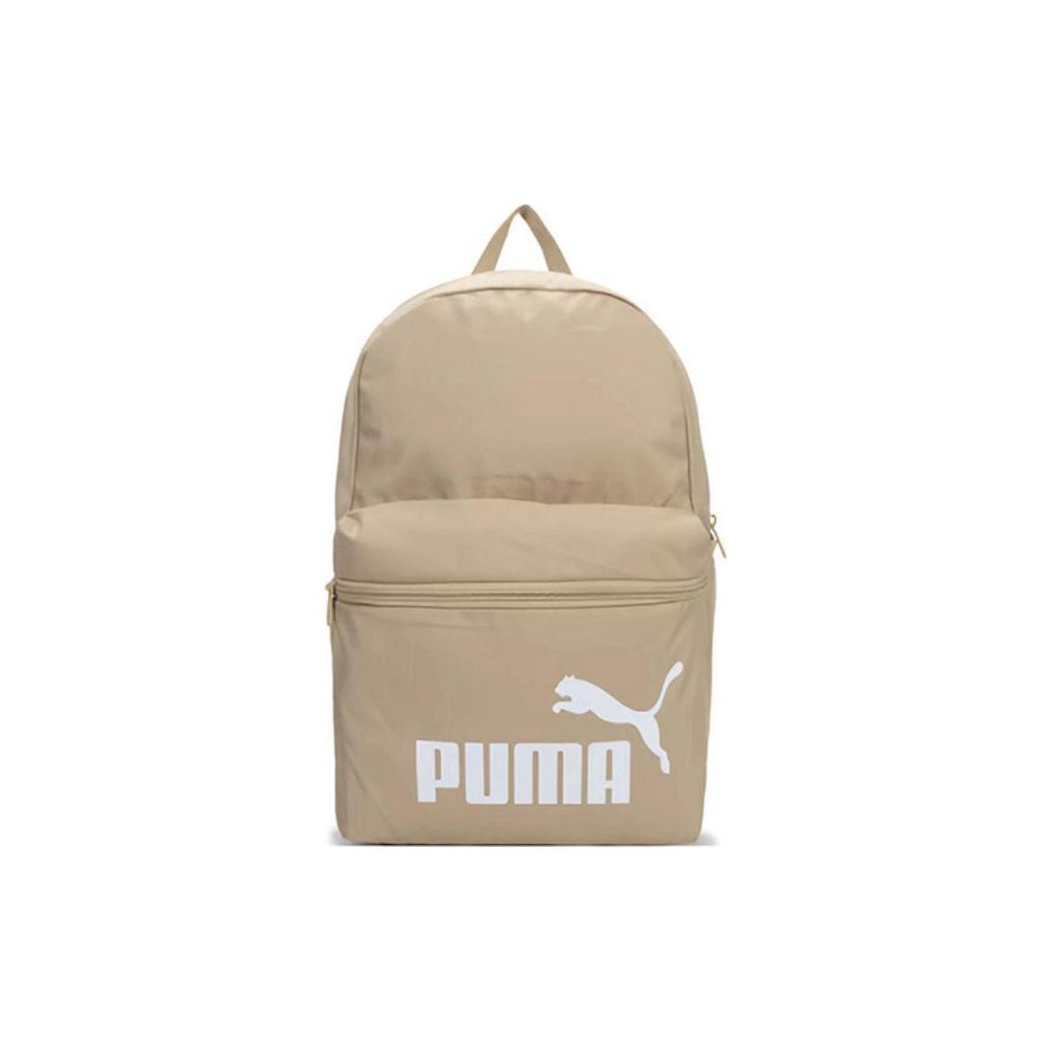 Puma Logo Print Polyester Backpack Unisex Backpacks Light-Brown 079943-16 Light Brown