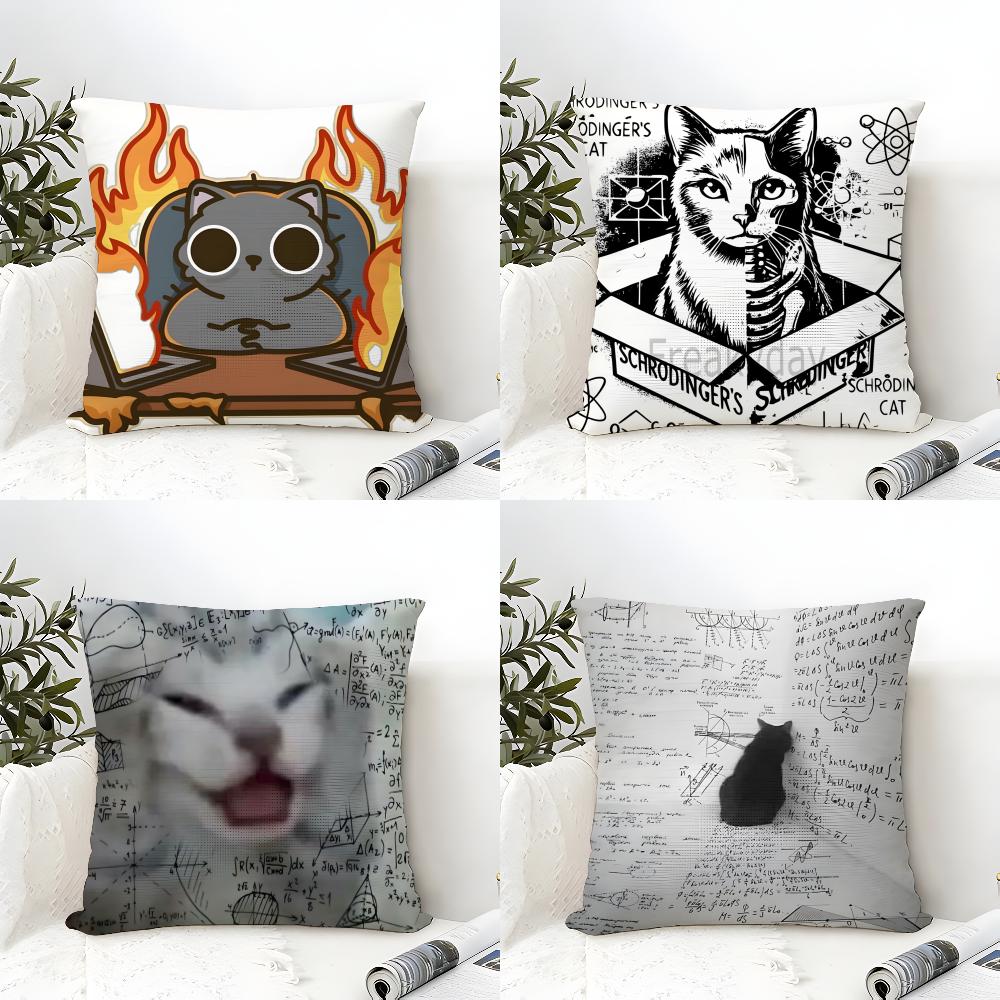 3 Funny Cat Thinking Network Pattern Pillow Case Home Living Room Decoration Linen Pillowcover Pillow Cases Cushion Cover