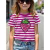Girl T-Shirt Casual Stripe 3D Print Graphic Summer Short Sleeve Tee Round Neck Loose Tops Fashion Streetwear Children's Clothing