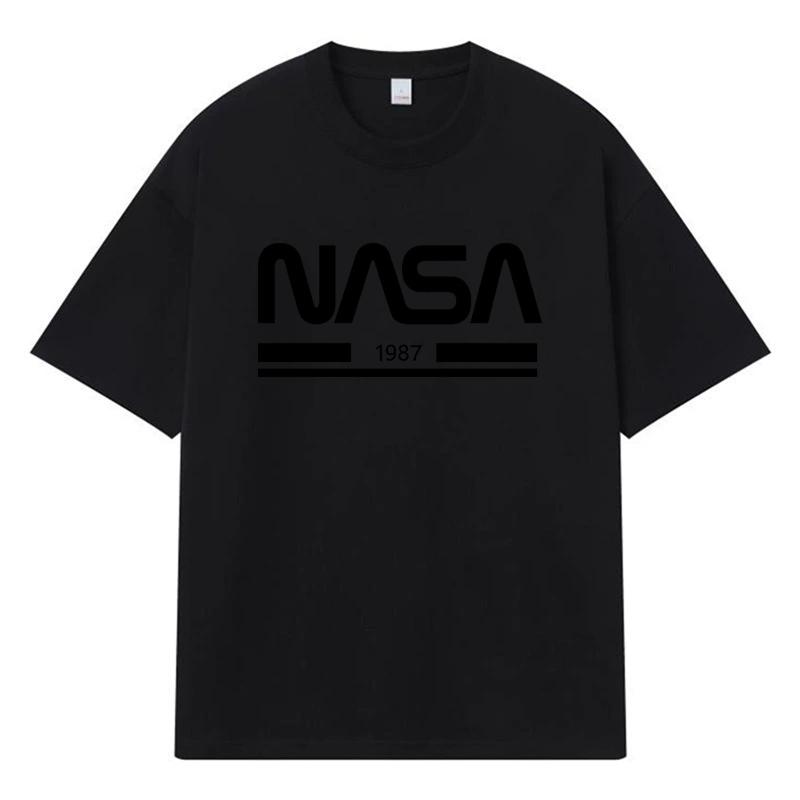 2026 NASA 1987 Grafica Stampata Streetwear Y2k Abbigliamento Harajuku T-shirt 100% Cotone Casual Oversize Estiva Uomo