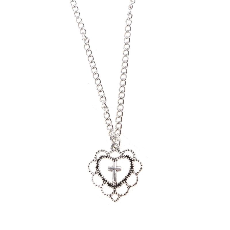 

Bow Love Cross Imitation Pearl Pendant Necklace for Women French Romantic Sweet Lolita Clavicle Chain Harajuku Fashion Jewelry